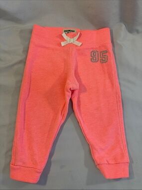 OshKosh B'gosh Coral Pink Girls' Jogger Pants with '95' Glitter Accent